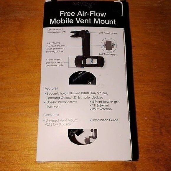 Free Air-Flow Mobile Vent Mount For iPhone & Samsung With 360° Rotation & Tilt - Picture 2 of 2